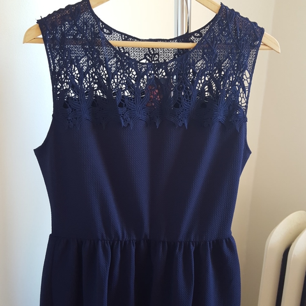 Lace yoke mini dress NWT